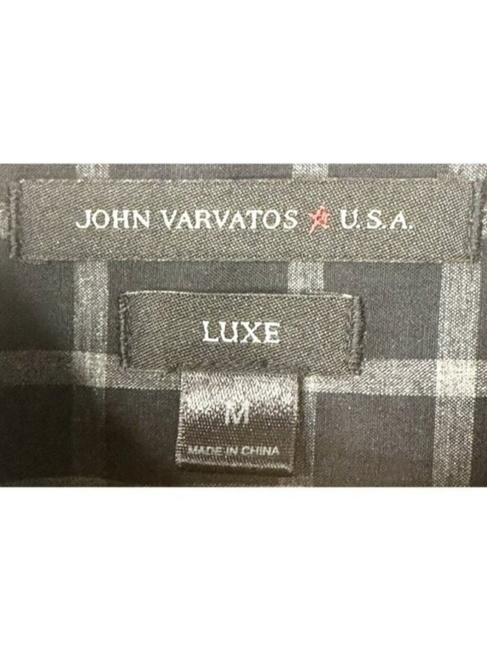 John Varvatos Luxe Plaid Shirt Mens M Gray Black Cotton Button Front Casual - Picture 8 of 11